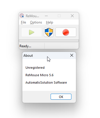 The About window of the program that arrives from the editor download, naming a different product and marked unregistered